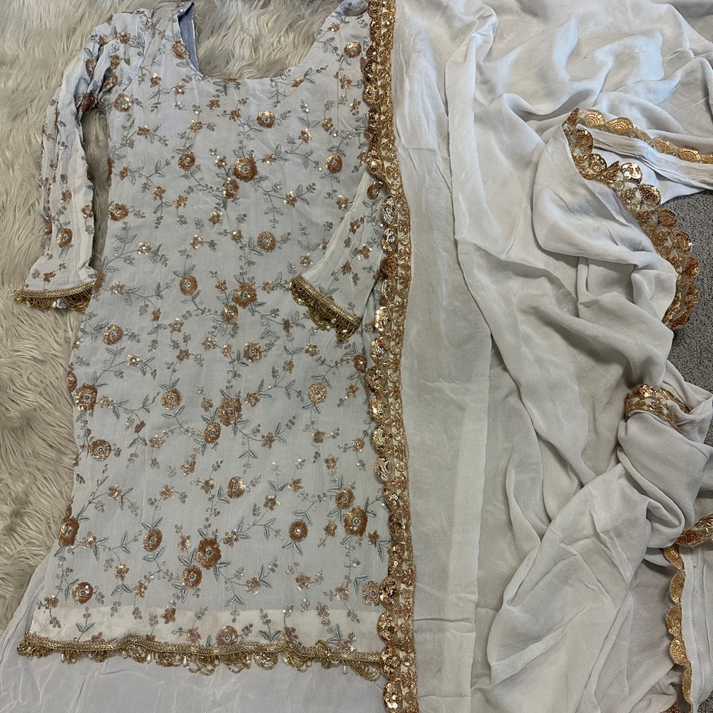 Gray 3 piece Indian dress
